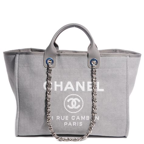 grey chanel tote|chanel deauville canvas bag.